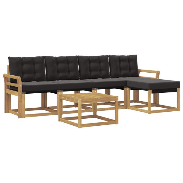vidaXL Ensemble de canapés d'extérieur 6 pc Blanc et noir