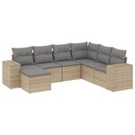 vidaXL Salon de jardin avec coussins 7 Pièces beige résine tressée