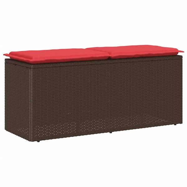 vidaXL Banc de jardin avec coussin marron 110x40x44 cm résine tressée