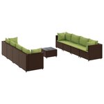 vidaXL Salon de jardin avec coussins 9 Pièces marron résine tressée