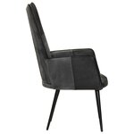 vidaXL Chaise à oreilles Noir et gris Cuir véritable