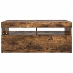 vidaXL Meuble TV avec lumières LED Chêne fumé 90x35x40 cm