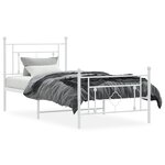 vidaXL Cadre de lit métal sans matelas et pied de lit blanc 100x190 cm