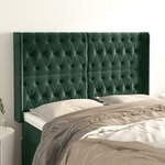 vidaXL Tête de lit avec oreilles Vert foncé 147x16x118/128 cm Velours