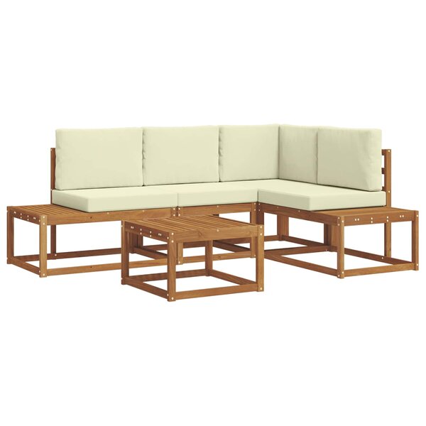 vidaXL 5 pc Ensemble de canapés d'extérieur Naturel et Crème