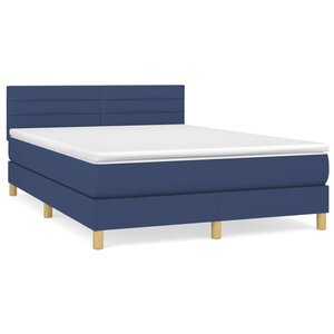 vidaXL Sommier à lattes de lit avec matelas Bleu 140x200 cm Tissu