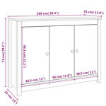 vidaXL Buffet Gris 100x35x74 cm Bois massif de pin