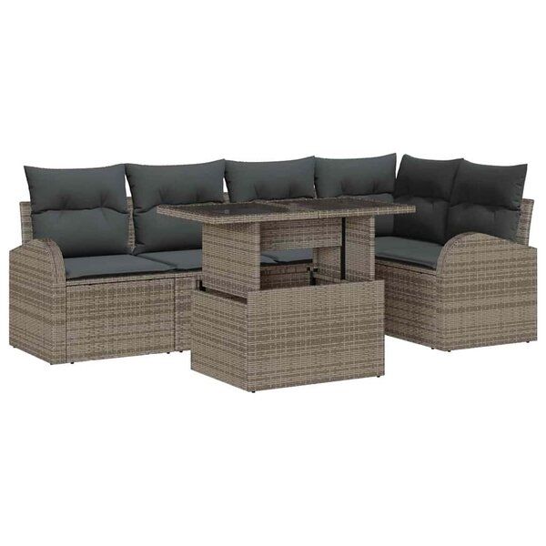 vidaXL Ensemble de canapé de jardin Manuel 6 Pièces Gris 100 x 55 x 73 cm