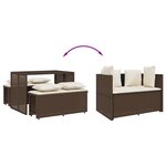 vidaXL Ensemble à manger de jardin 3 Pièces et coussins marron poly rotin