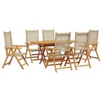 vidaXL Ensemble de salle à manger pour jardin 7 Pièces Beige