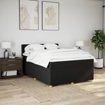 vidaXL Sommier à lattes de lit avec matelas Noir 140x190 cm Tissu