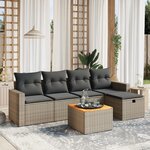 vidaXL Salon de jardin 6 Pièces avec coussins gris résine tressée