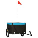 vidaXL Remorque de vélo noir et bleu 45 kg fer
