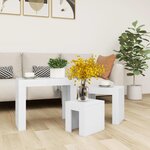 vidaXL Tables basses gigognes 3 Pièces Blanc Bois d’ingénierie