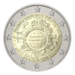 2 euros commémoratives Allemagne 2012 - 10 ans de l'Euro  les 5 ateliers.