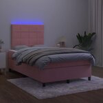 vidaXL Sommier à lattes de lit et matelas LED rose 120x190 cm velours
