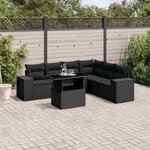 vidaXL Salon de jardin 7 Pièces avec coussins noir résine tressée