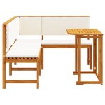 Ensemble de Jardin Bistro 3 Pièces avec Coussins en Bois d'Acacia