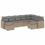 vidaXL Salon de jardin avec coussins 9Pièces mélange beige résine tressée