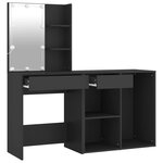 vidaXL Coiffeuse à LED avec armoire noir bois d'ingénierie