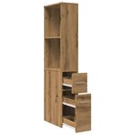 vidaXL Armoire de salle de bain étroite avec roulettes chêne artisanal