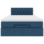 vidaXL Lit ottoman avec matelas et LED Bleu 120x200 cm Tissu