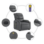 vidaXL Fauteuil inclinable de massage Gris Similicuir