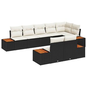 vidaXL Ensemble de canapé de jardin avec coussin 8 Pièces Noir et crème
