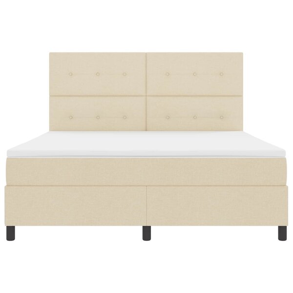 vidaXL Lit à ressorts avec matelas avec LED Crème 180 x 200 cm tissu