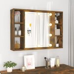 vidaXL Armoire à miroir avec LED Chêne fumé 76x15x55 cm