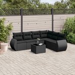 vidaXL Salon de jardin 7 Pièces avec coussins noir résine tressée