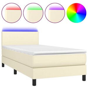 vidaXL Sommier à lattes de lit et matelas et LED Crème 100x200 cm