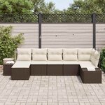 vidaXL Ensemble de canapé de jardin 7 Pièces Marron polyrotin