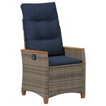 vidaXL Chaise de jardin inclinable 2 Pièces Gris et bleu marine polyrotin