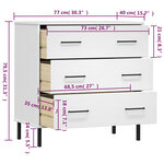 vidaXL Buffet avec 3 tiroirs Blanc 77x40x79 5 cm Bois massif OSLO