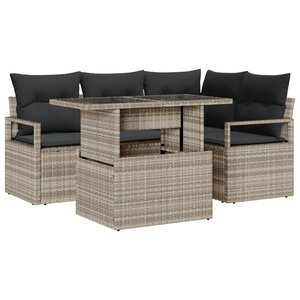 Ensemble de Canapés de Jardin vidaXL 5 pièces avec Coussins Gris Clair en Poly Rattan