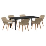vidaXL Ensemble de salle à manger de jardin de 7 pièces beige en poly rotin