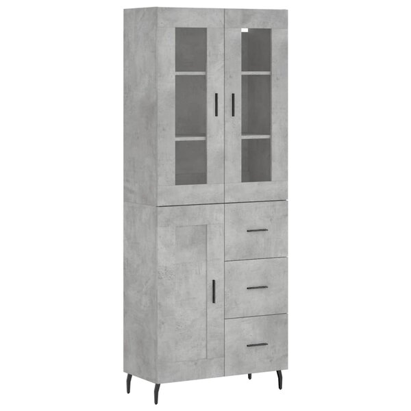 vidaXL Buffet haut Gris béton 69 5x34x180 cm Bois d'ingénierie
