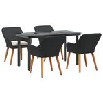 vidaXL Ensemble de Salle à Manger de Jardin 5 Pièces en Poly Rattan Noir