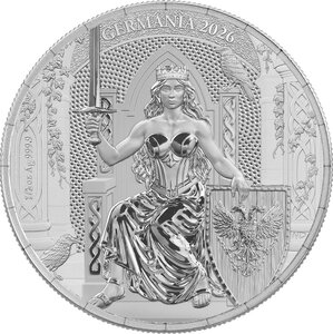 Monnaie GERMANIA Queen on the Throne 1/2 Oz Argent 4 Mark Germania 2026 (PRÉCOMMANDE)