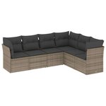 vidaXL Salon de jardin 6 Pièces avec coussins gris résine tressée