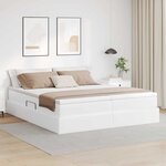 vidaXL Lit avec rangement et matelas avec matelas Blanc 200 x 200 cm