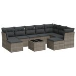 vidaXL Salon de jardin avec coussins 10 Pièces gris résine tressée