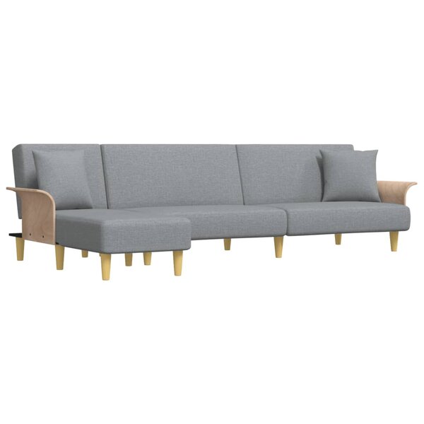 vidaXL Canapé-lit en forme de L gris clair 279x140x70 cm tissu