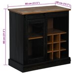 vidaXL Buffet HALDEN porte coulissante noir 80x40x80 cm bois massif