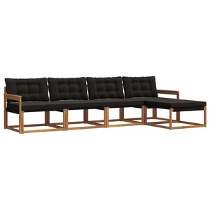 vidaXL Ensemble de canapés d'extérieur 5 pc Naturel et Noir