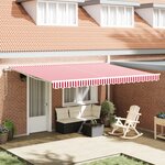 vidaXL Auvent rétractable automatique rayé rouge et blanc 450x350 cm