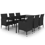 vidaXL Ensemble à dîner de jardin coussins 7 Pièces Résine tressée Verre