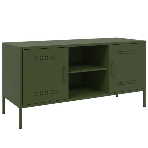 vidaXL Meuble TV vert olive 100 5x39x50 5 cm acier