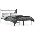 vidaXL Cadre de lit métal sans matelas avec tête de lit noir 120x200cm